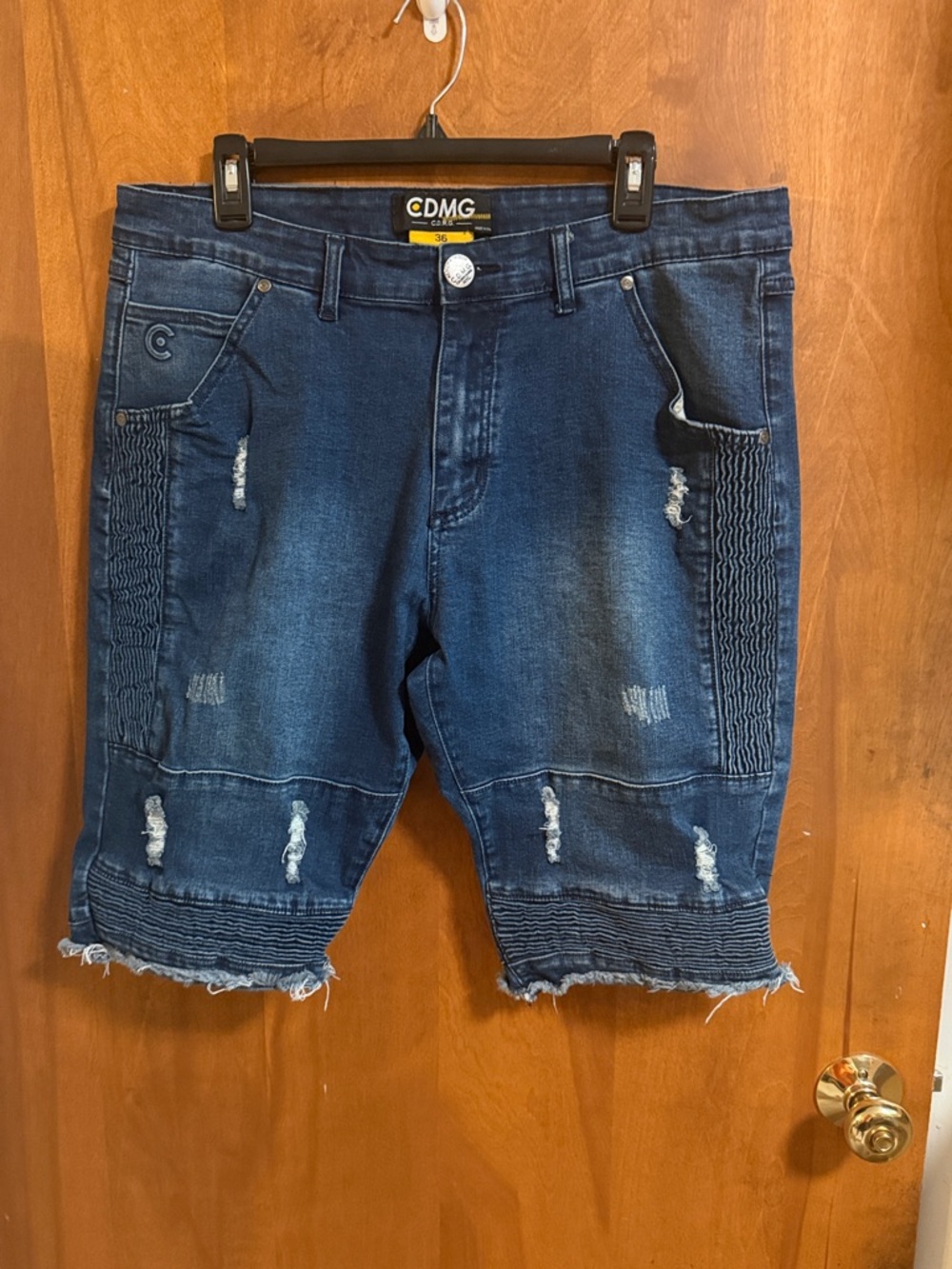 CDMG & Co Men's Dark Blue Distressed Denim Jean Shorts